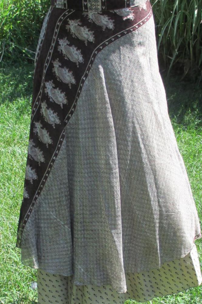 Sari Wrap Skirt - Neutral Tones | Silk wrap skirt, Wrap skirt, Sari