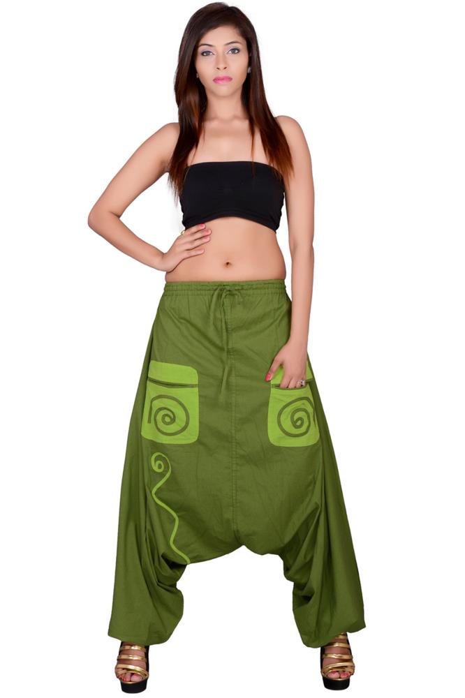 Buy Women Regular Fit Solid Trousers Mehndi Green Solid Cotton for