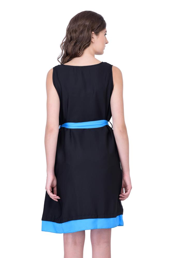 Buy Solid Black color With Sky Blue color Womens Party Wear Beachwear Casual Dresses for Women ...