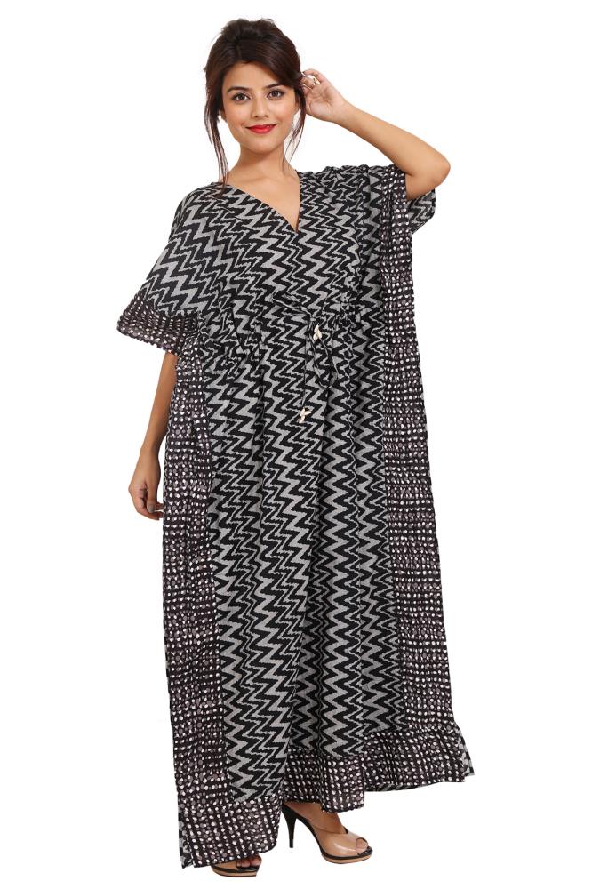 Cotton Short Sleeve Full Length Kaftan | LilashahExports.com