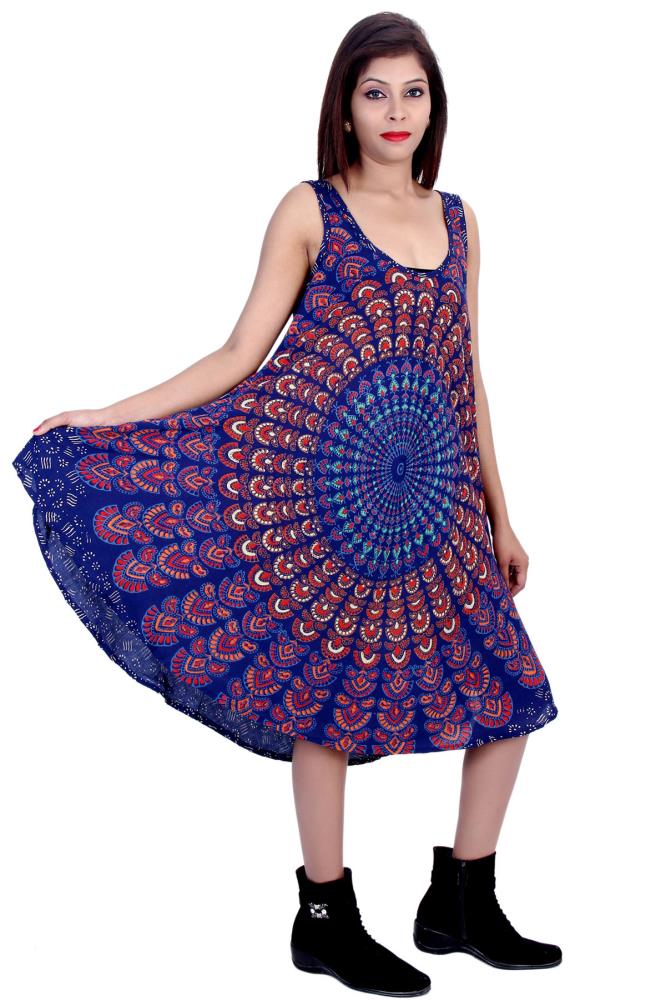 Womens Umbrella dresses Mandala Blue Color