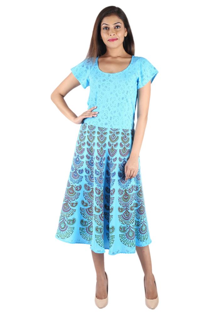 blue colour umbrella dress