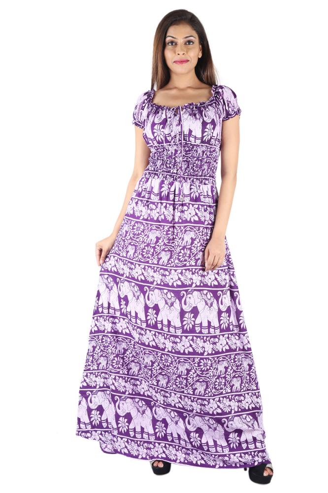 purple color maxi dress